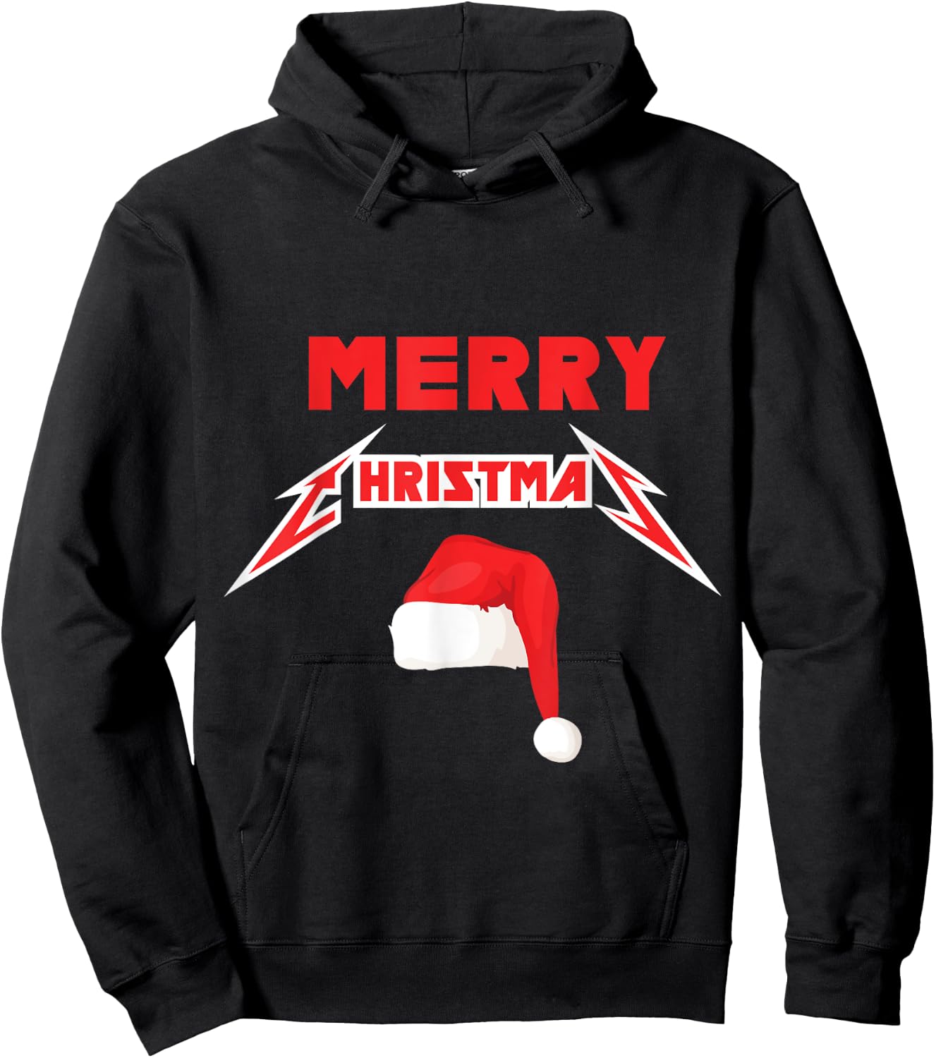 Rock 'n' Roll Merry Christmas Motif Hoodie - Hoodie | Black