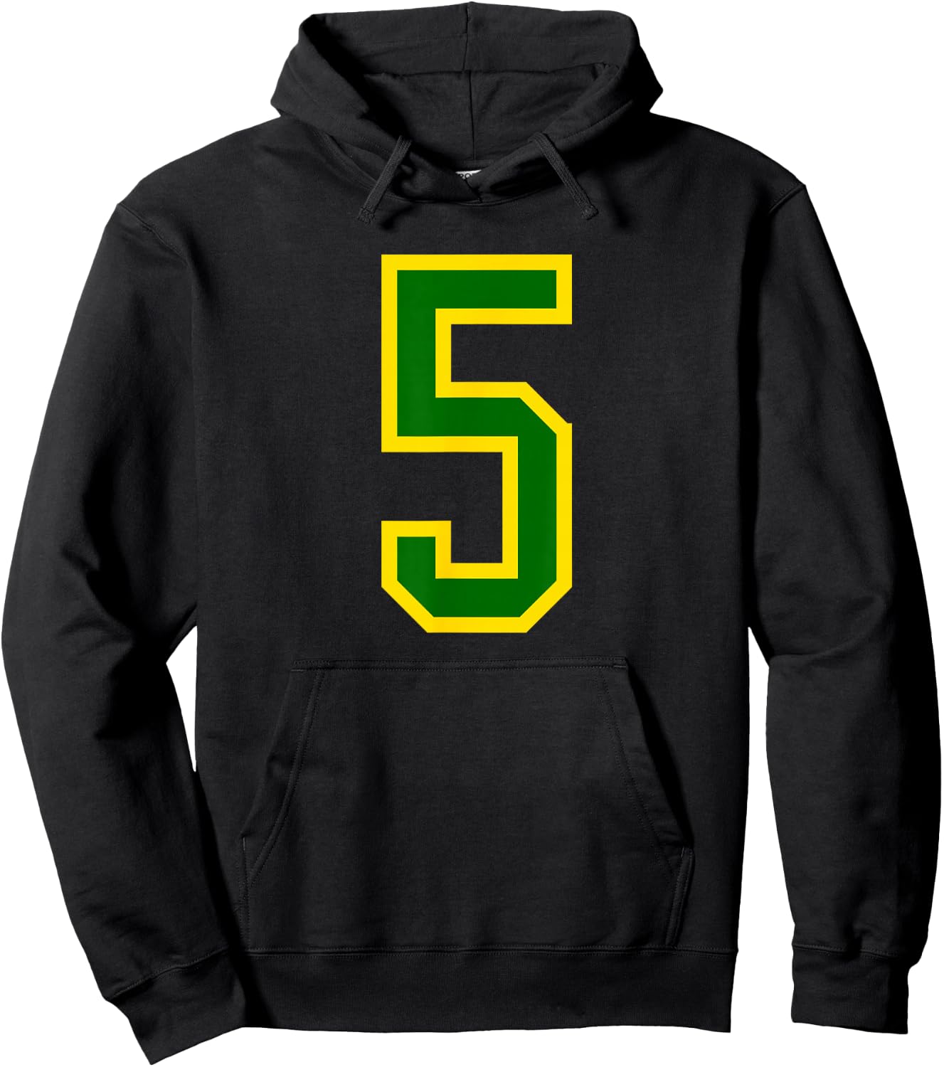 Green Yellow Sports Team Number #5 Hoodie - Hoodie | Black