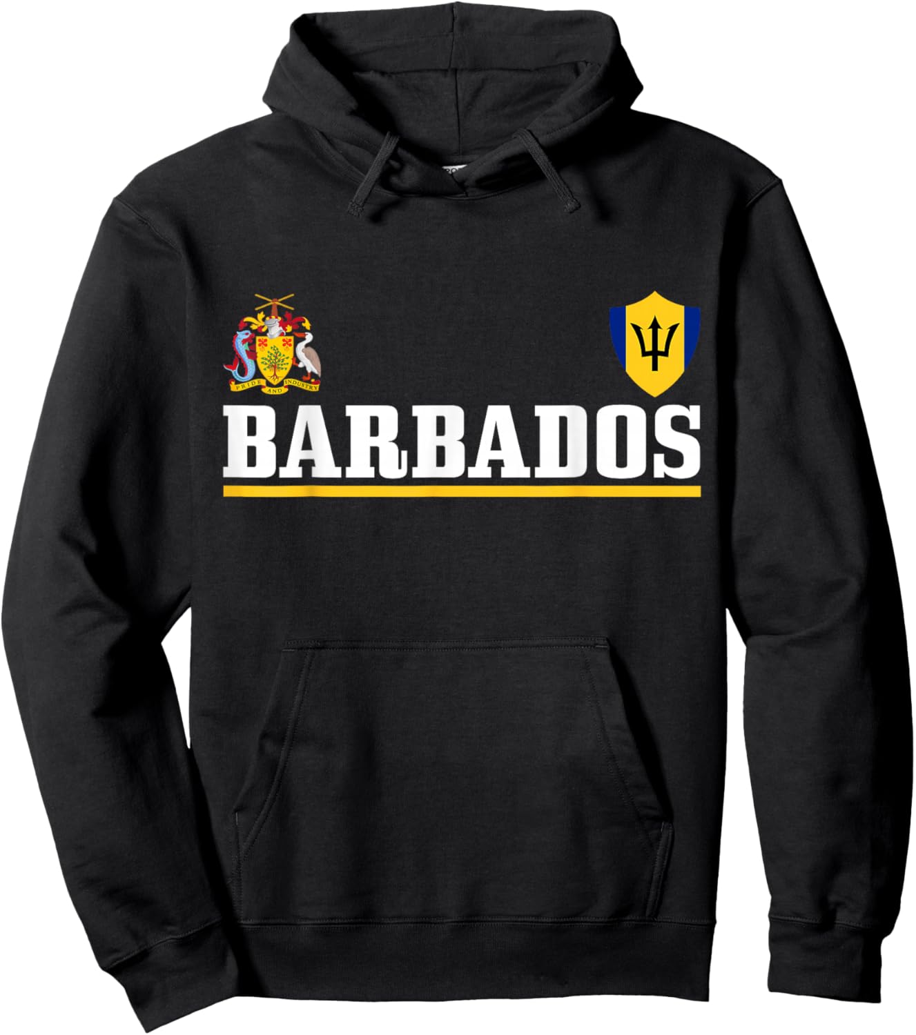 Barbados Heart Pride Soccer Sports Fan Jersey Bajan Flag Hoodie - Hoodie | Black