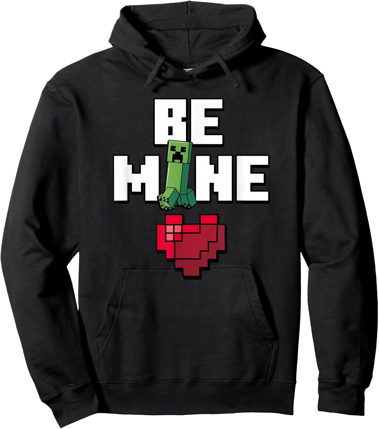 Minecraft Valentine's Day Creeper Be Mine Heart Small Hoodie - Hoodie | Black