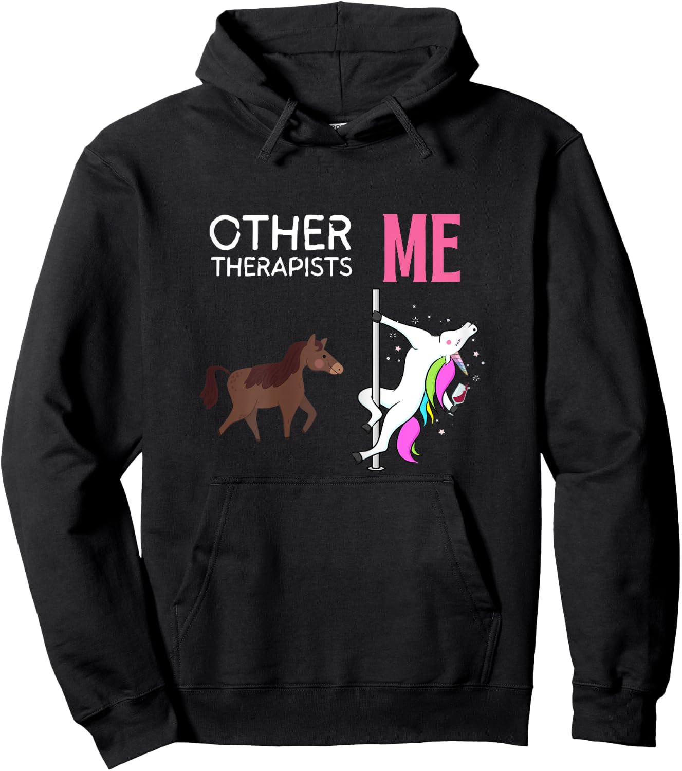 Other Therapists Me Unicorn Wine Lover Design Hoodie - Hoodie | Black