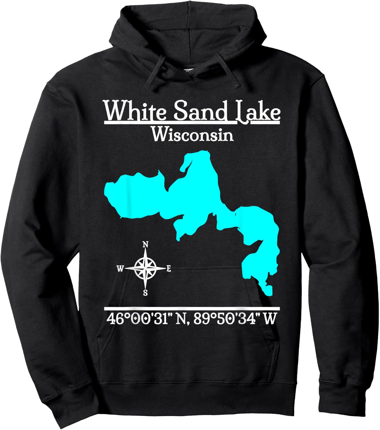 White Sand Lake, Wisconsin Hoodie - Hoodie | Black