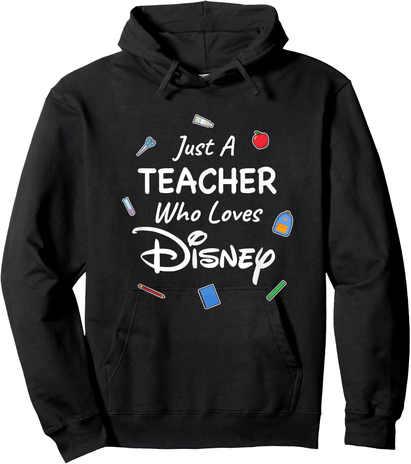 Disney Just A Teacher Who Loves Disney Center Icon Logos Hoodie - Hoodie | Black