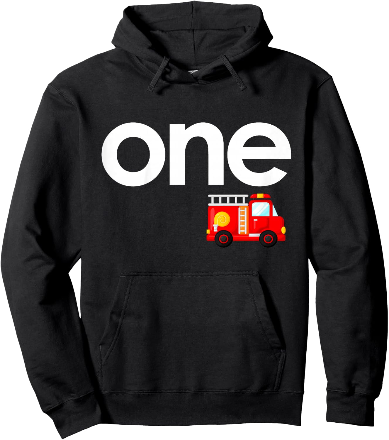 Fire Truck 1st Birthday Boy Toddler 1 Year Old Firefighter Hoodie - Hoodie | Black