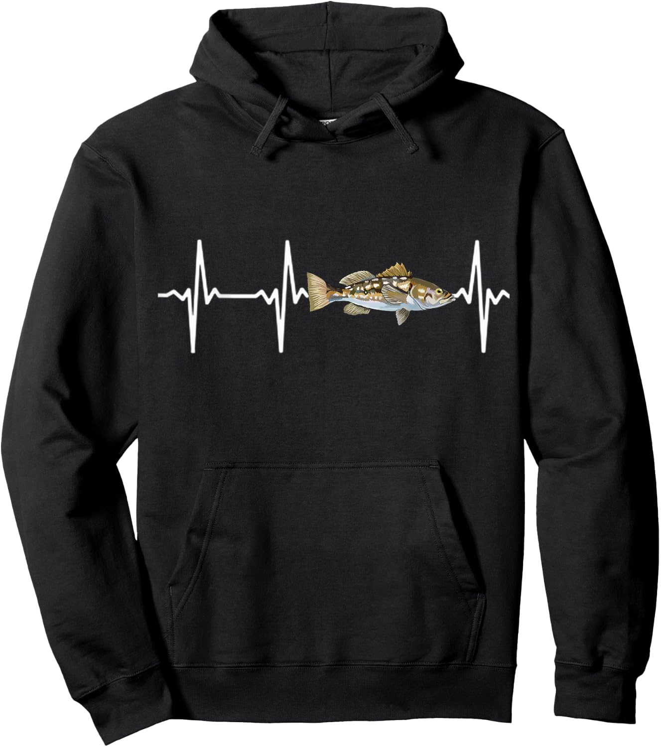 Calico Bass Heartbeat For Saltwater Fish Fishing Lovers Hoodie - Hoodie | Black