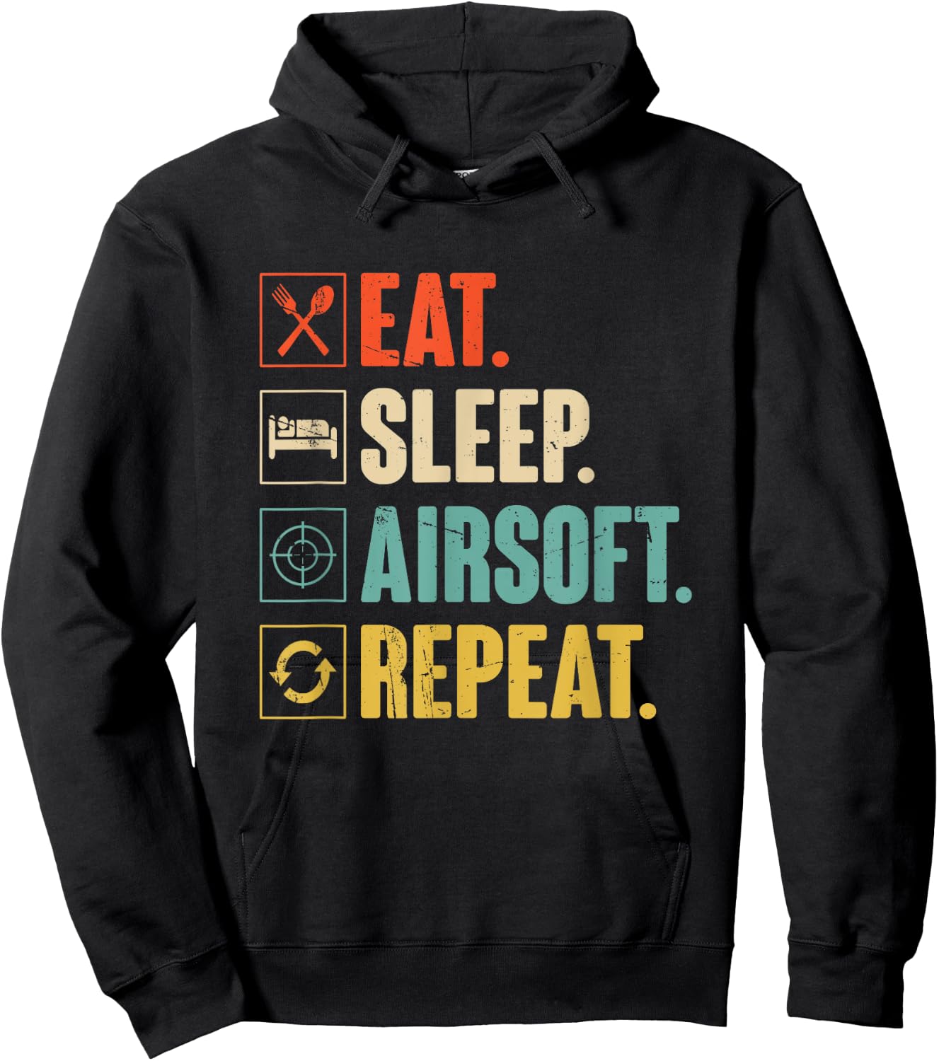 Eat Sleep Airsoft Repeat Funny Air-Soft Sport Gift Hoodie - Hoodie | Black