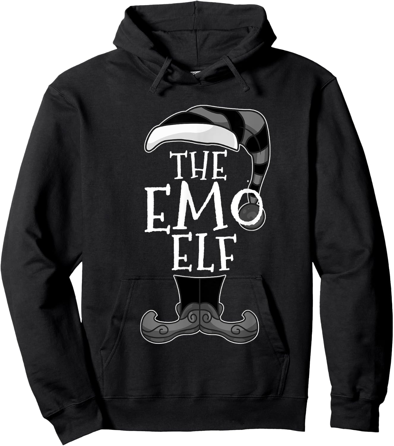 Emo Elf Matching Family Christmas Funny Hoodie - Hoodie | Black
