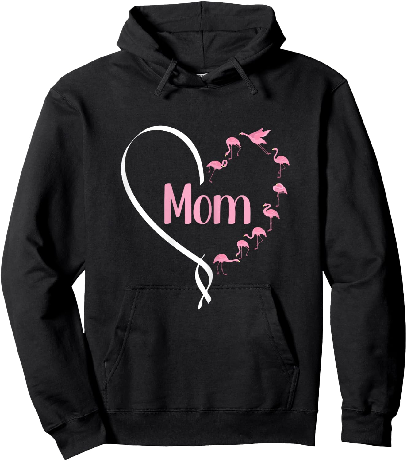Mom Mothers Day Cute Flamingo Heart Bird Lover Mama Momma Hoodie - Hoodie | Black