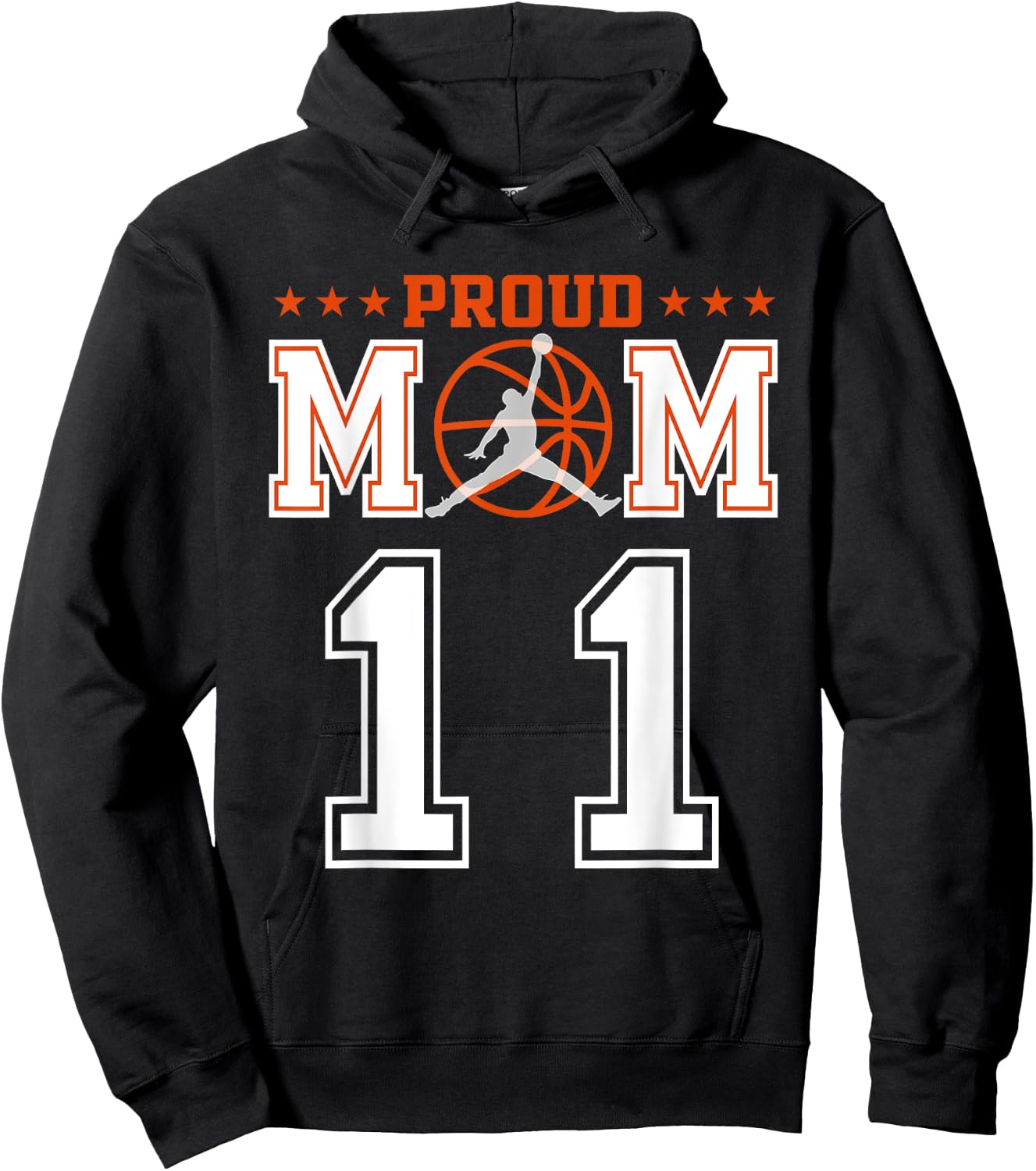 Custom Number 11 Proud Basketball Mom Personalized Sport Lov Hoodie - Hoodie | Black