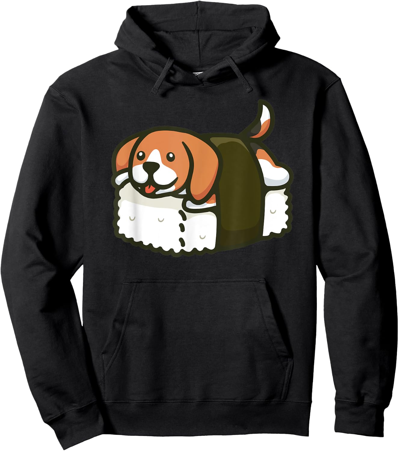 Beagle Nigiri Sushi Seaweed Dog Hoodie - Hoodie | Black
