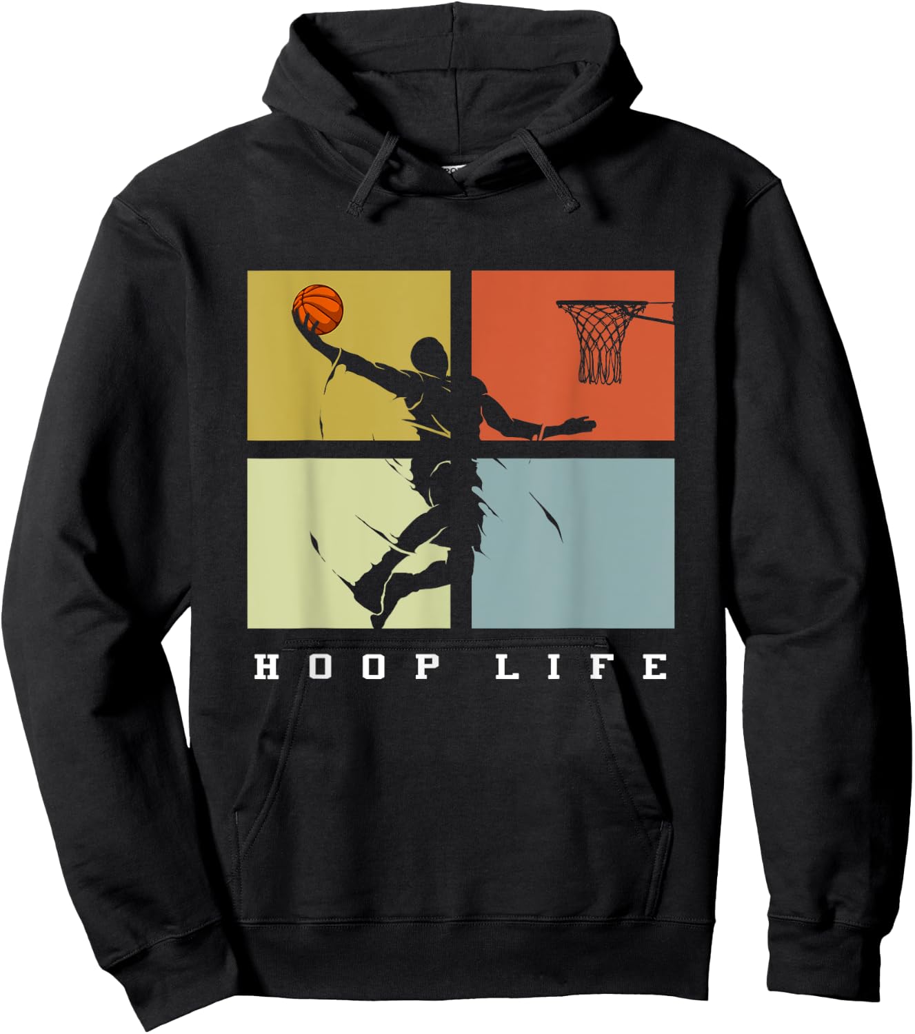 Basketball Hoop Life Player Retro Gift Men Boys Youth Hoodie - Hoodie | Black