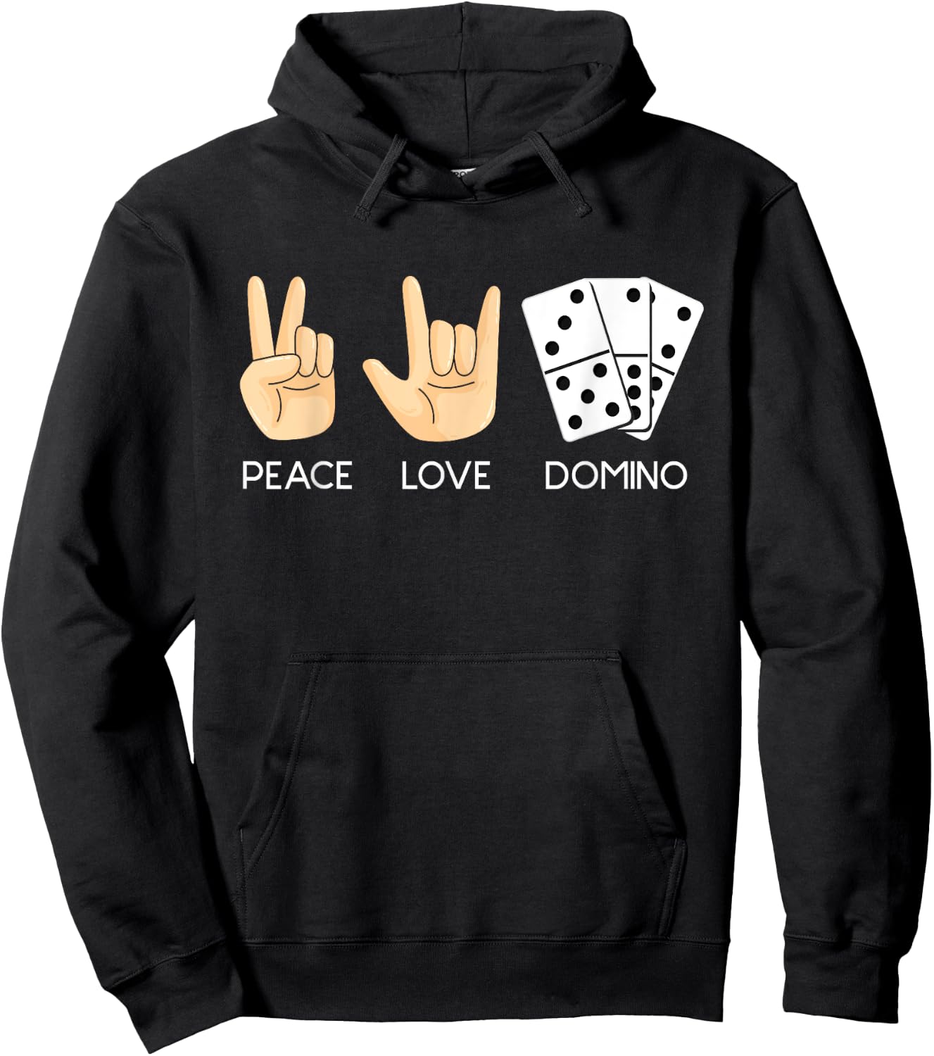 Peace Love Domino Hand Signs - Dominoes Lover Domino Player Hoodie - Hoodie | Black