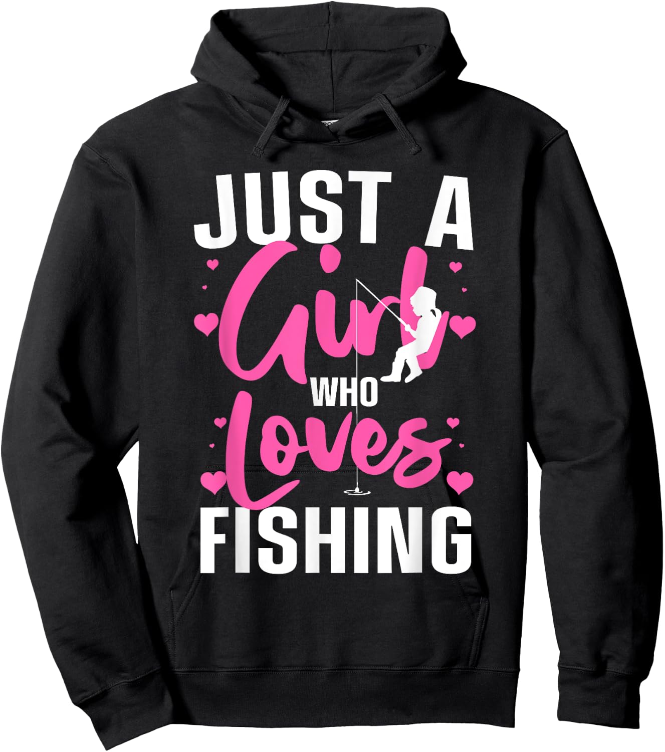 Funny Fishing Design For Girls Women Kids Angler Fish Lover Hoodie - Hoodie | Black