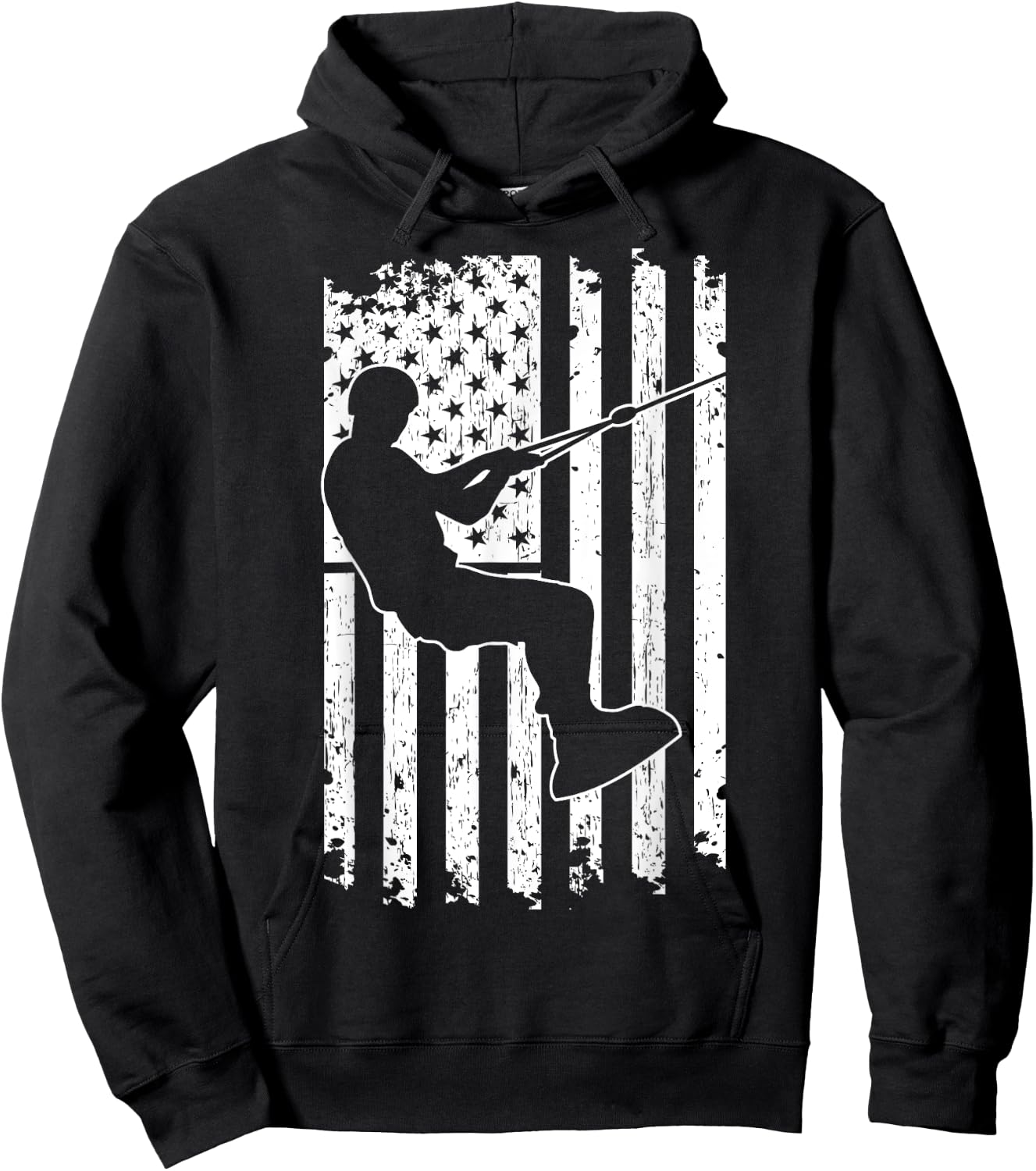 Wakeboarding Silhouette USA Flag Waterskiing Wakeboarder Kids Men Hoodie - Hoodie | Black