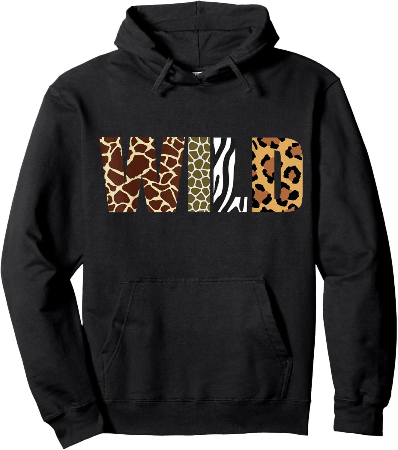 Wild Animal Pattern Giraffe tiger Leopard Animal Print Hoodie - Hoodie | Black