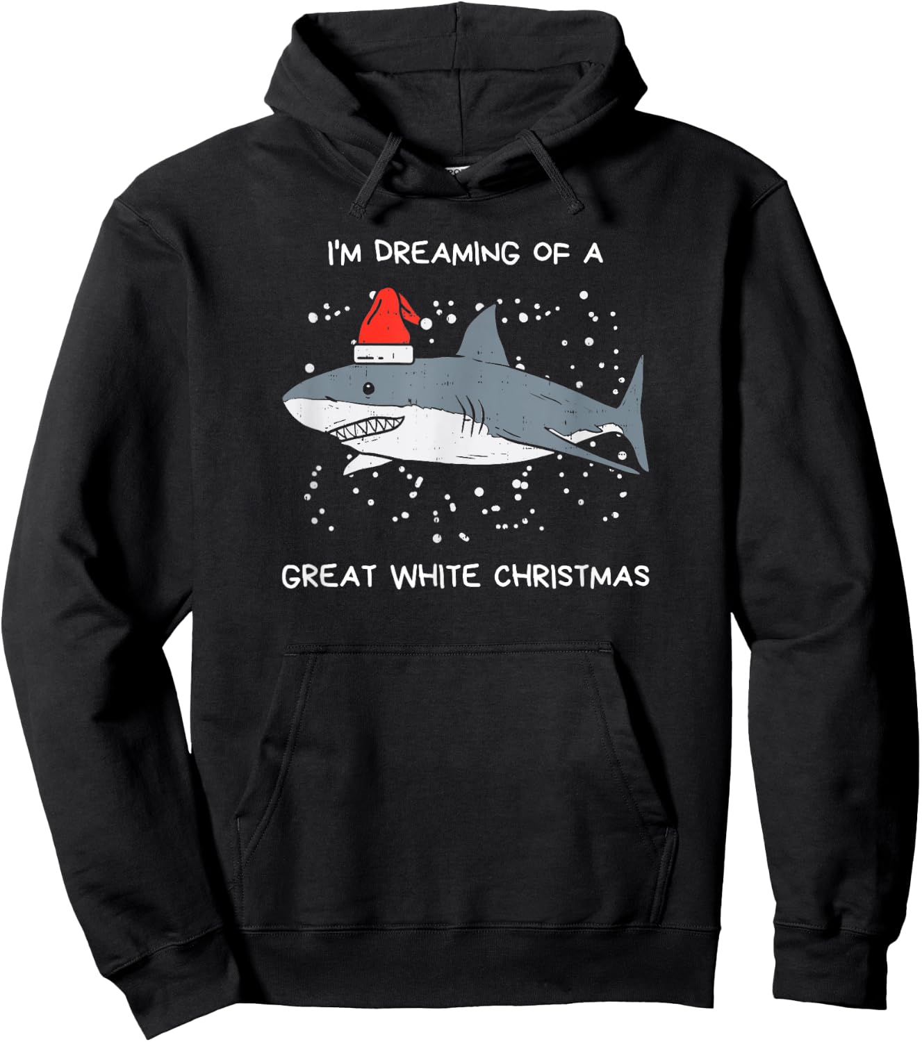 Christmas Shark Santa Hat |Xmas Santa Jaws |Funny Shark Pun Hoodie - Hoodie | Black
