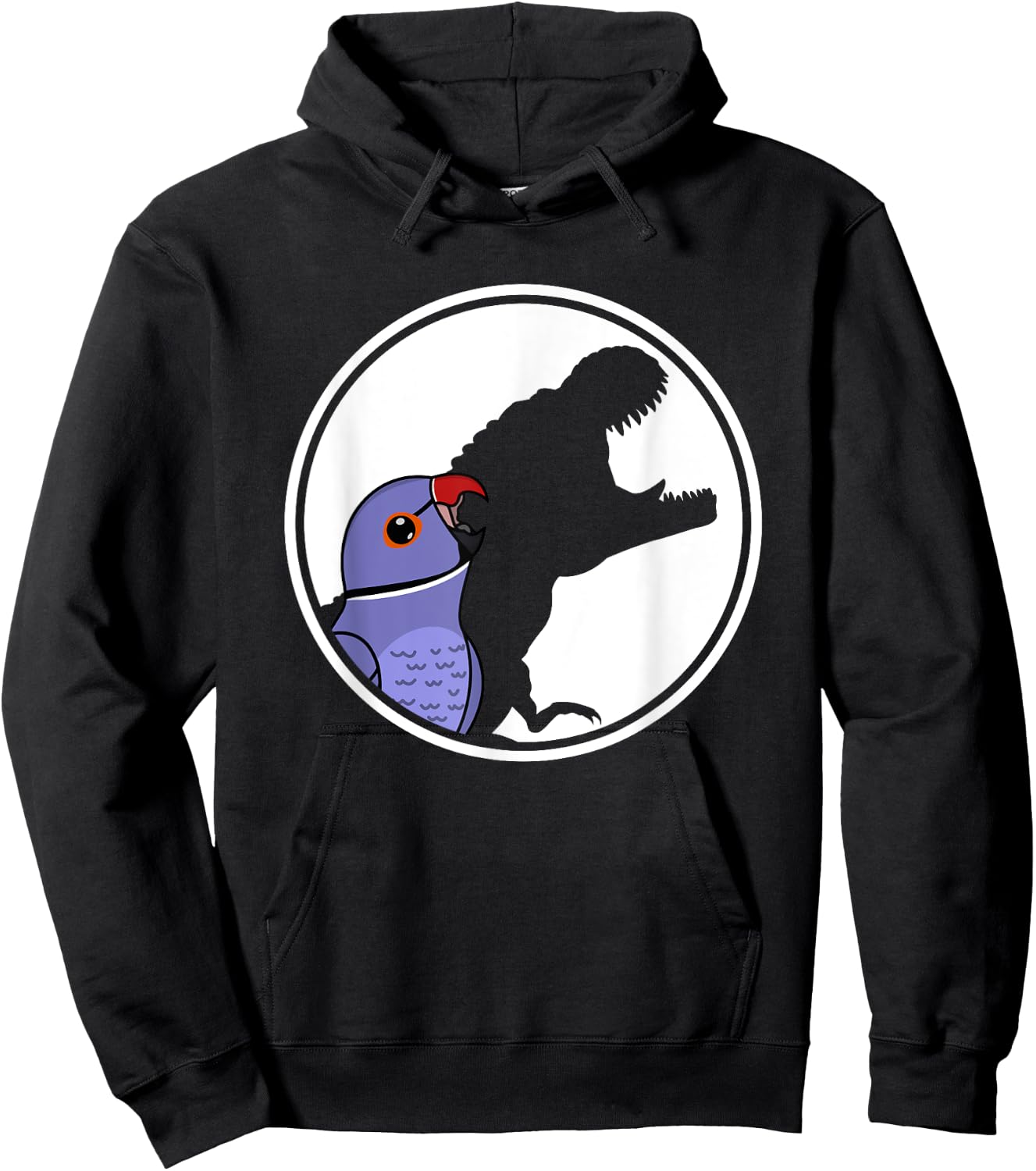 Parrot & T Rex Shadow I Violet Indian Ringneck Hoodie - Hoodie | Black