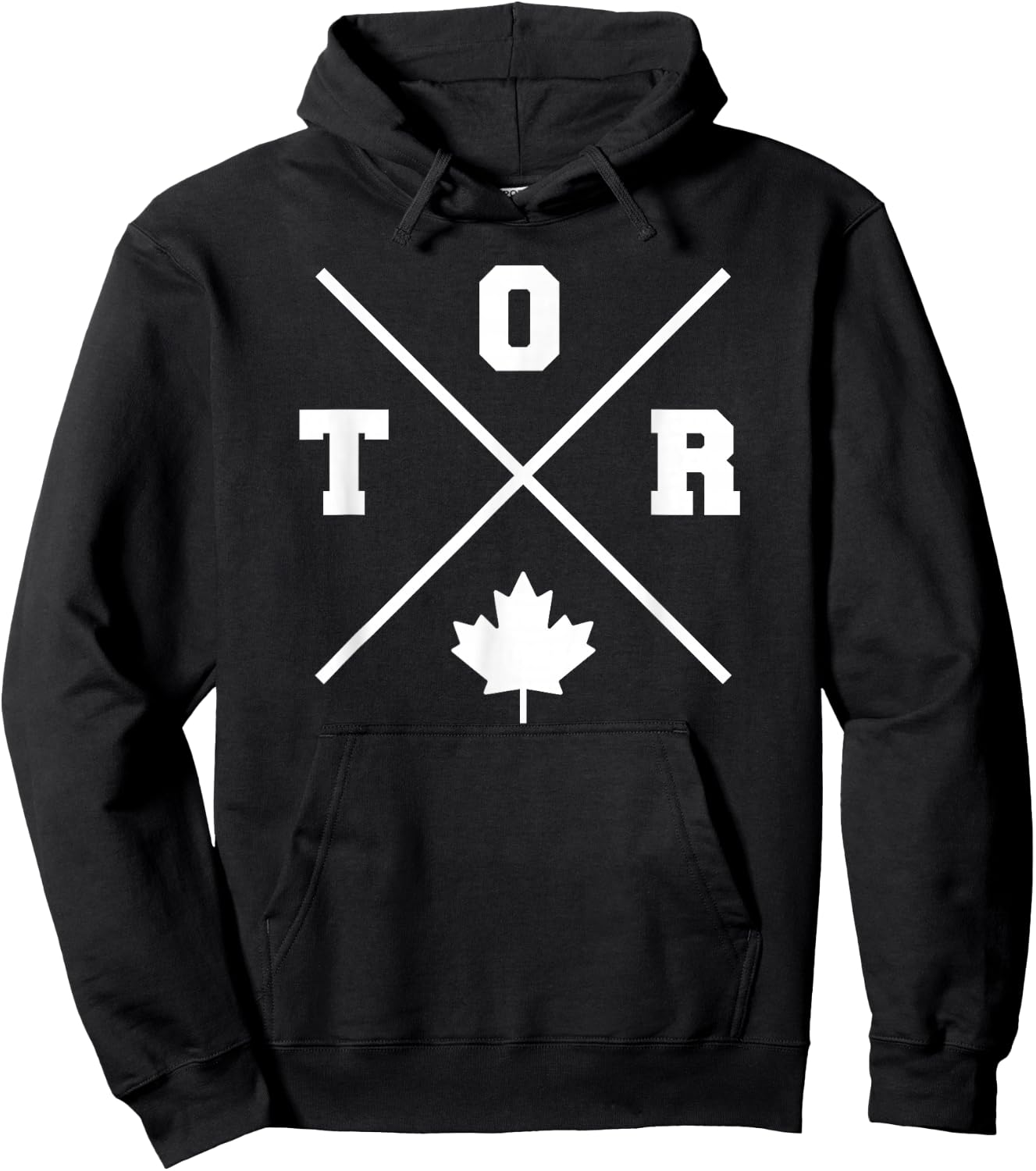 Classic TOR Toronto Crossmark Maple Leaf Outline Hoodie - Hoodie | Black