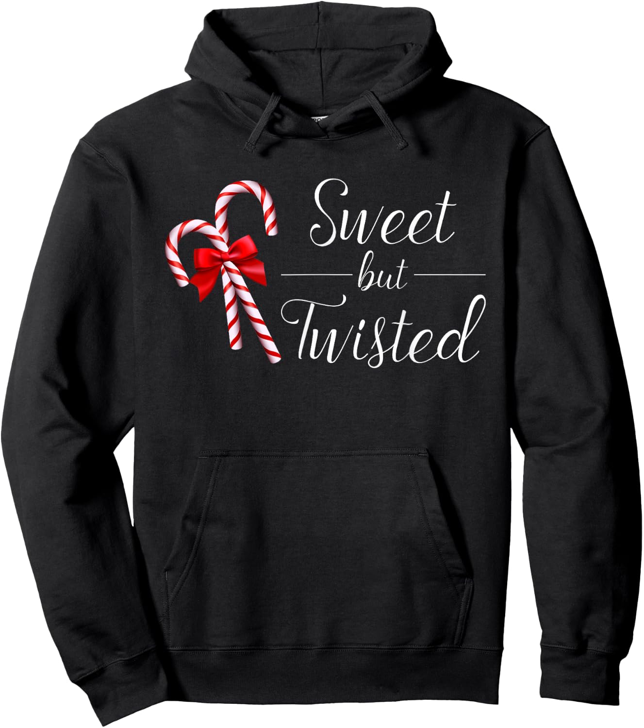 Sweet But Twisted Candy Cane Christmas Xmas Hoodie - Hoodie | Black