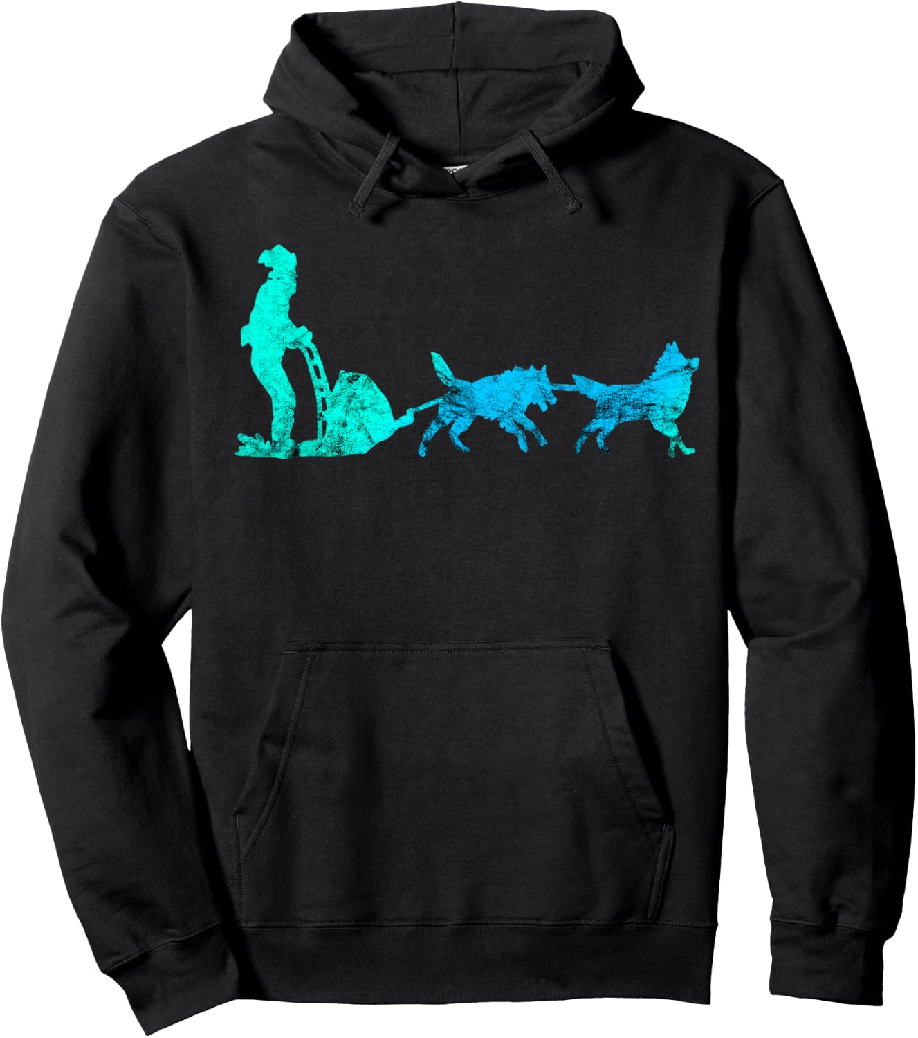 Vintage Sled Dog Mushing Mush Dog Huskies Snow Sleding Hoodie - Hoodie | Black