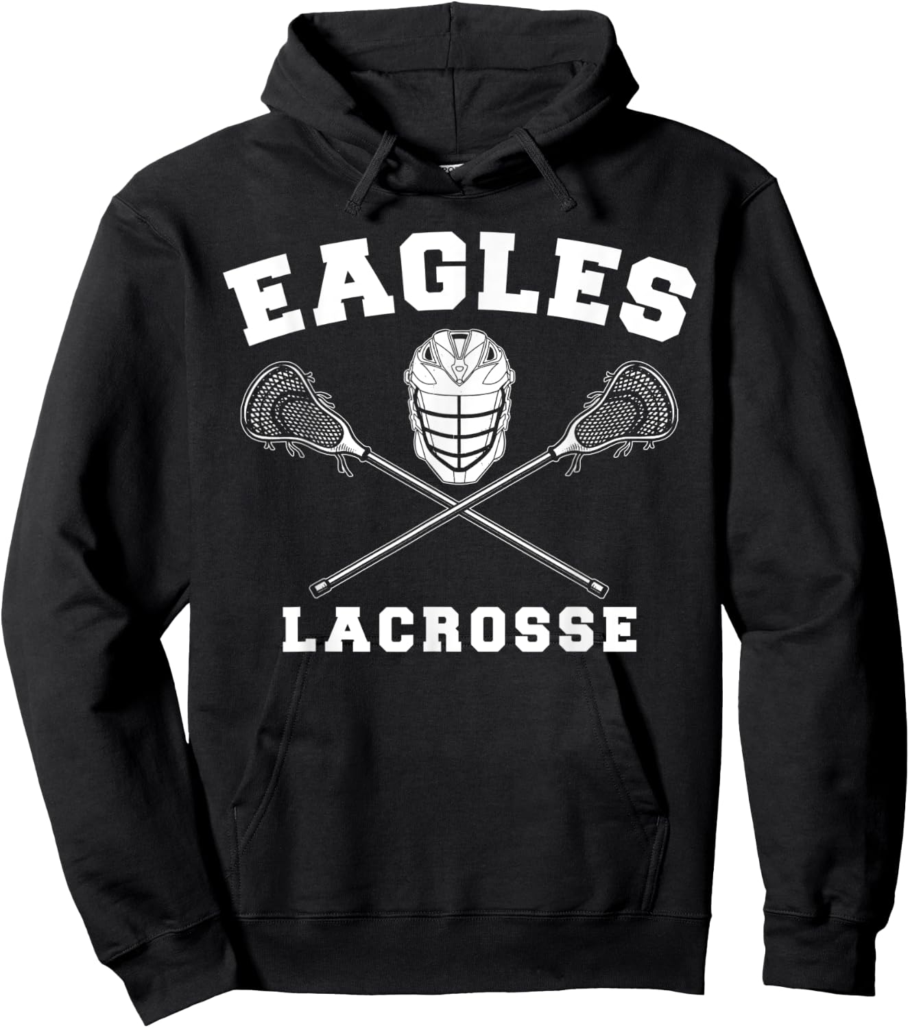 Eagles Lax Crossed Sticks & Helmet Boys Lacrosse Design Hoodie - Hoodie | Black