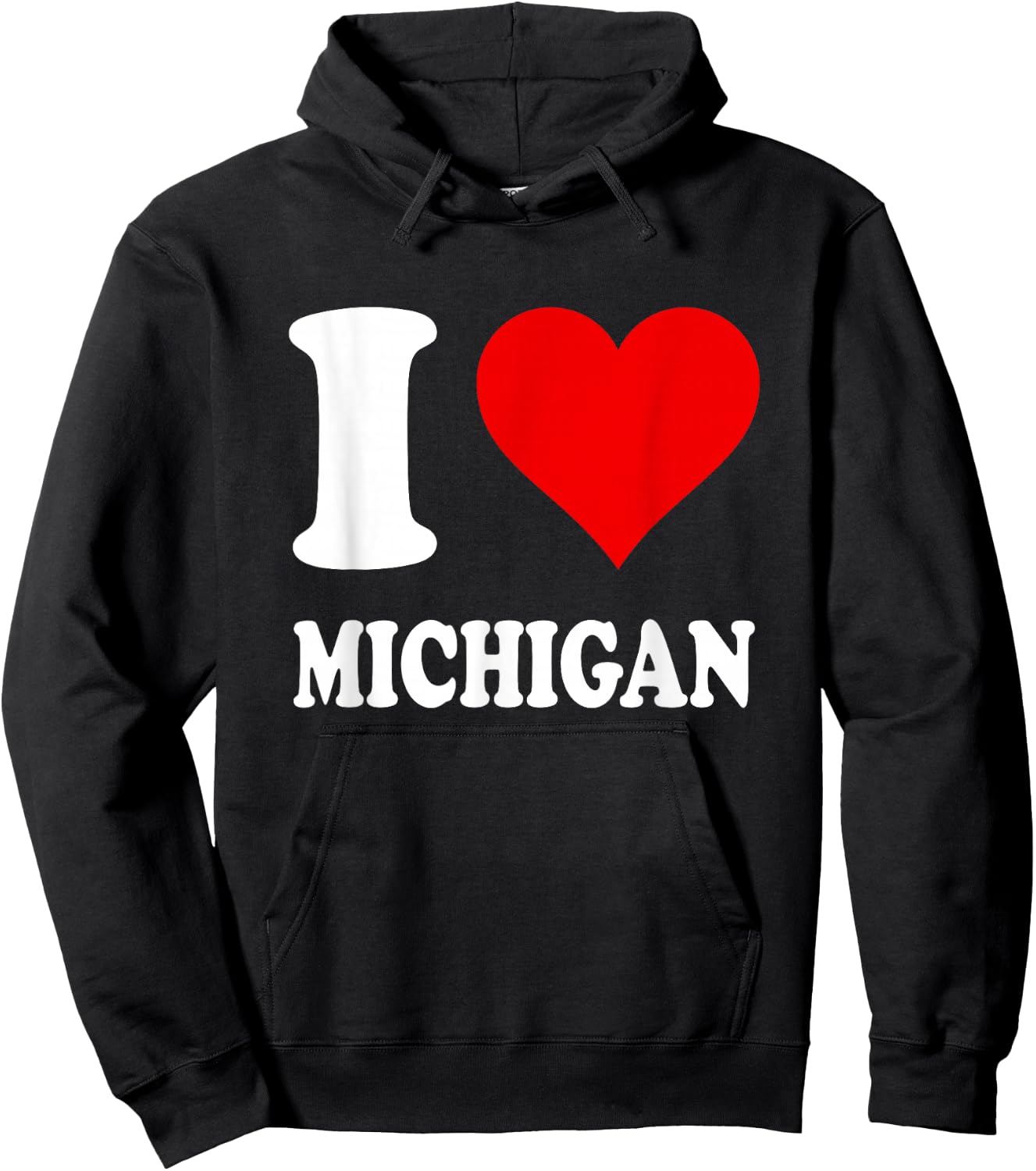 Red Heart I Love Michigan Hoodie - Hoodie | Black