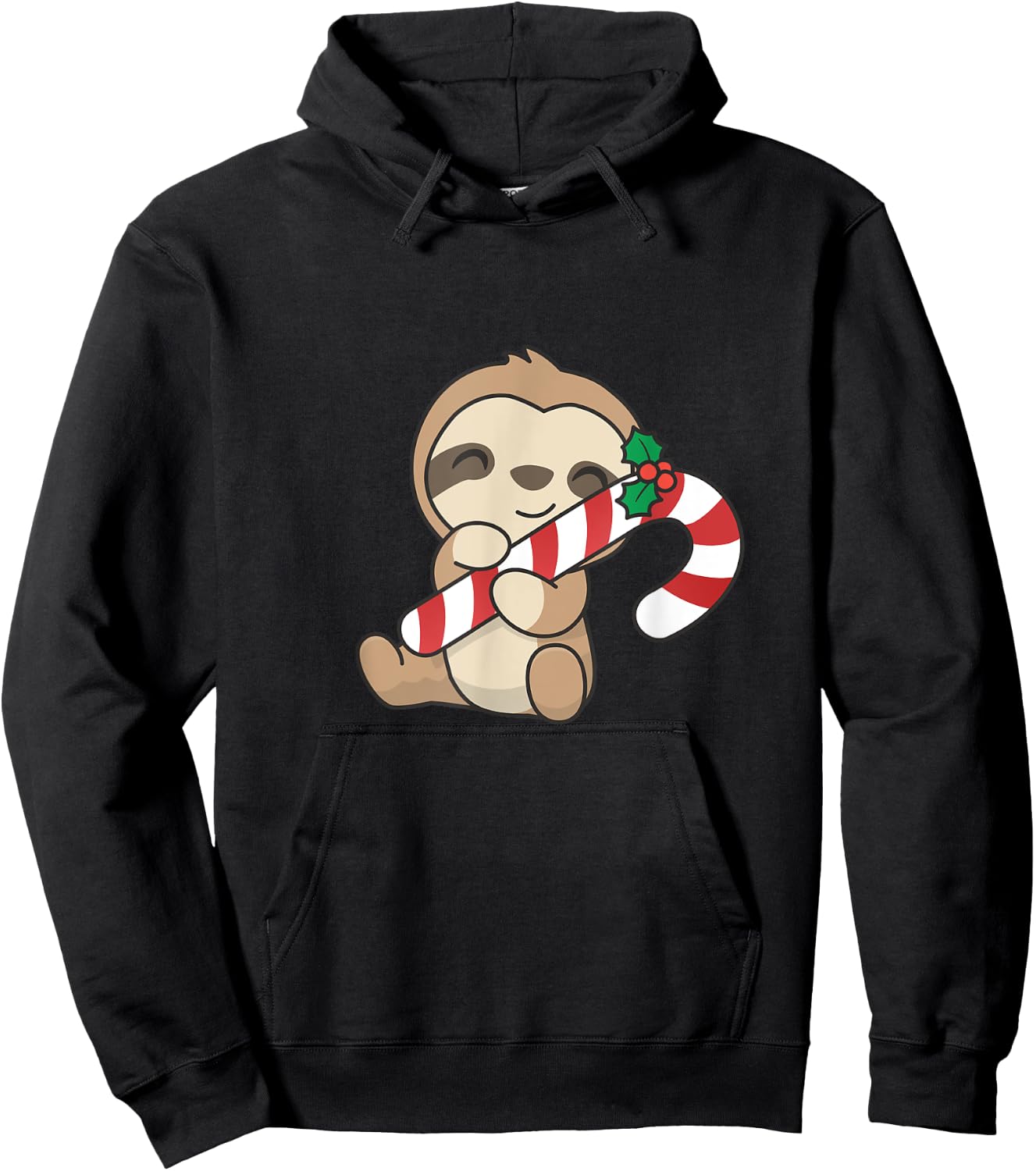 Sloth Christmas Candy Cane Cute Sloth Hoodie - Hoodie | Black