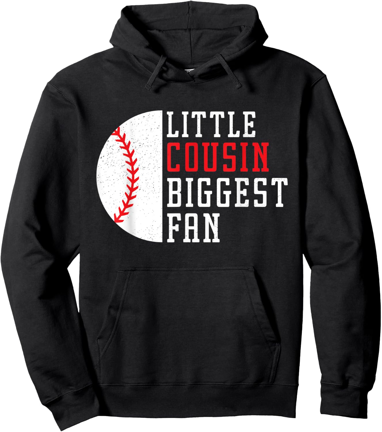 Little Cousin Biggest Fan Baseball, Cheer Baseball Sister Hoodie - Hoodie | Black