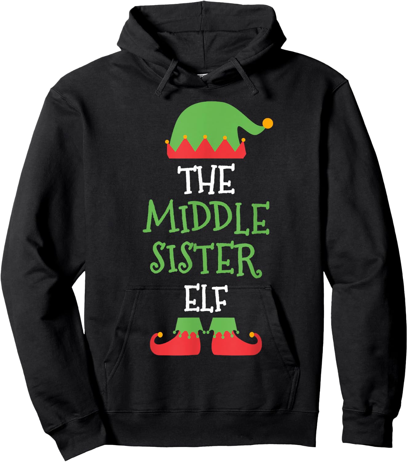 I'm The Middle Sister Elf Christmas Family Matching Group Gi Hoodie - Hoodie | Black