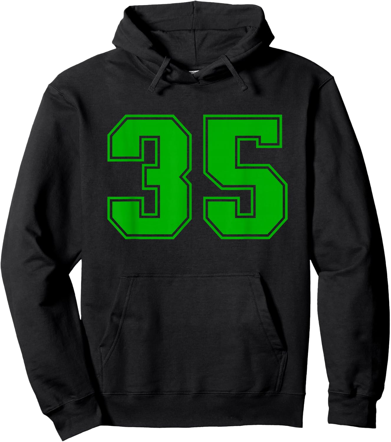 Number #35 Green Sports Team Varsity Number Hoodie - Hoodie | Black