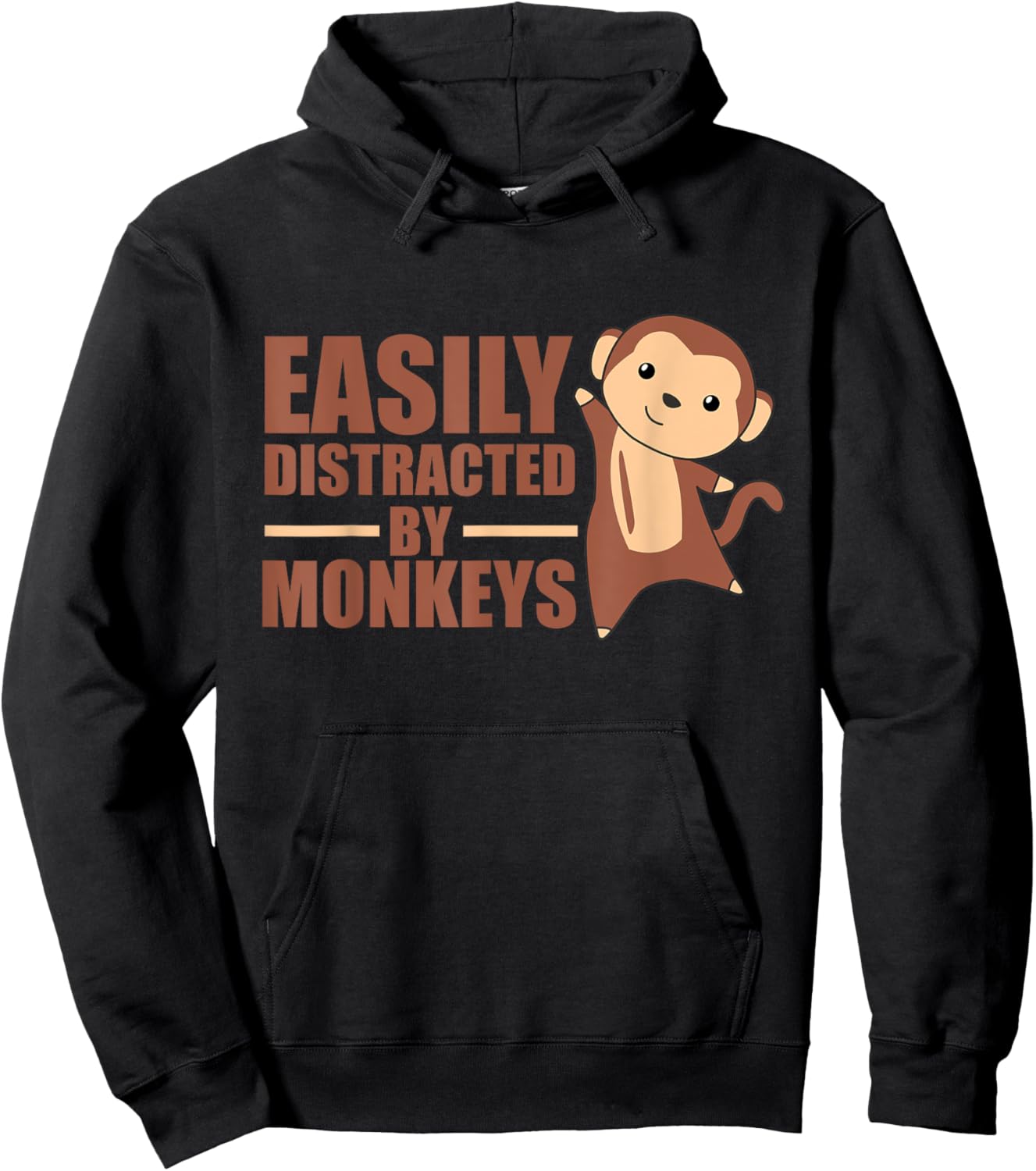 Easily Distracted By Monkeys - Cute Monkey Hoodie - Hoodie | Black