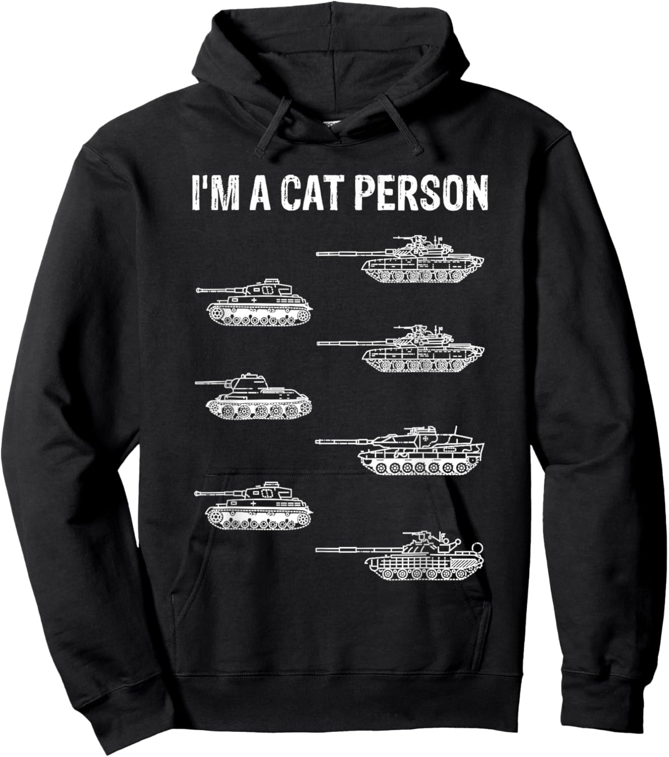 Funny 7 Tanks I'm A Cat Person German Cats Military Tank Set Hoodie - Hoodie | Black