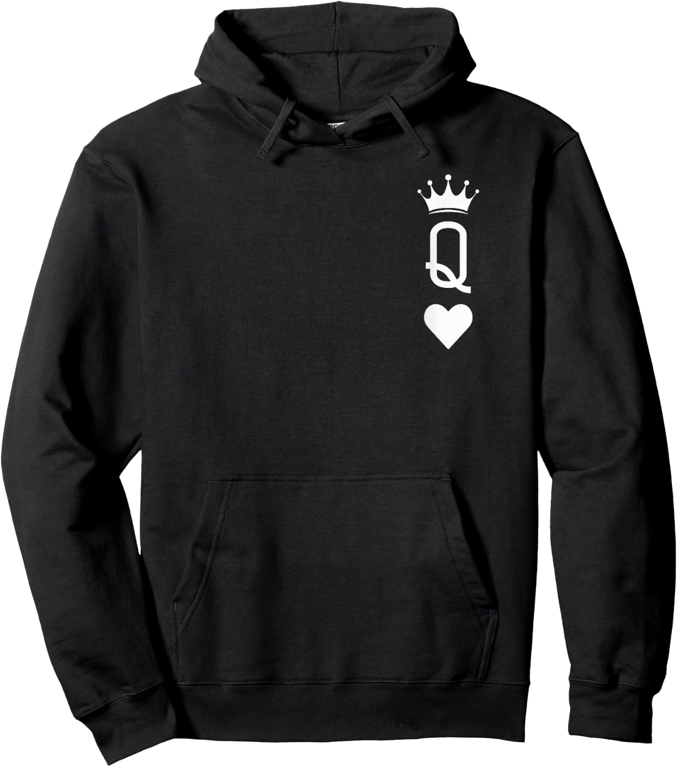 Queen of Heart Playing Card Vintage Crown Matching Women Hoodie - Hoodie | Black