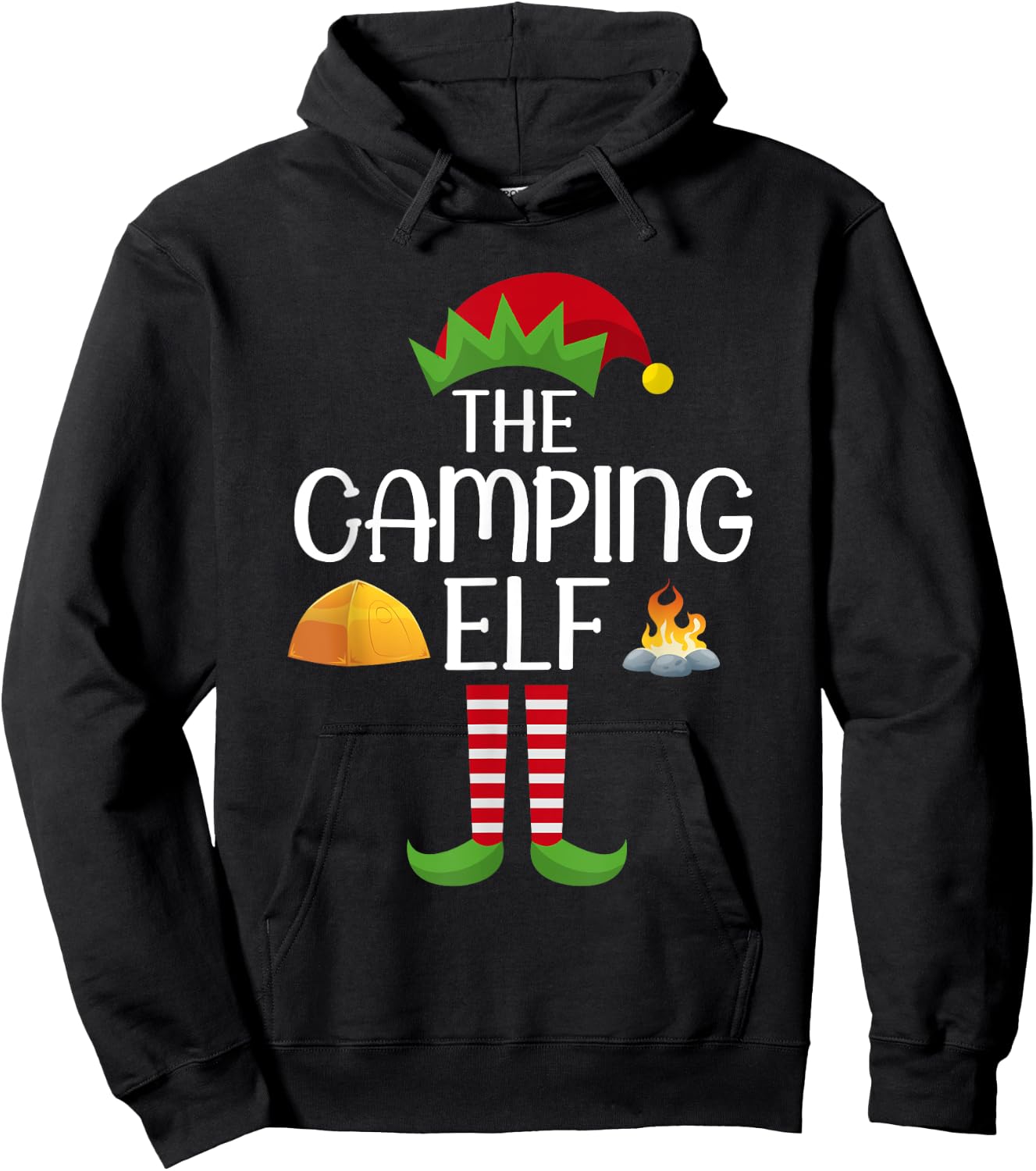 Elf Group Matching Family Christmas Costume The Camping ELF Hoodie - Hoodie | Black
