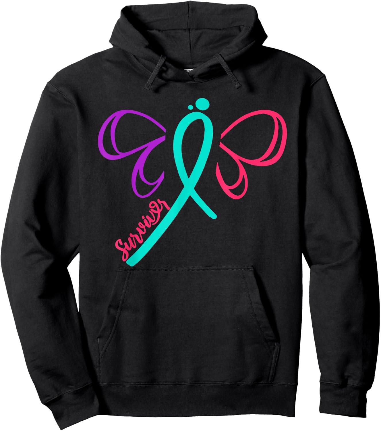 Thyroid Cancer Survivor Warrior Cancer Awareness Butterfly R Hoodie - Hoodie | Black