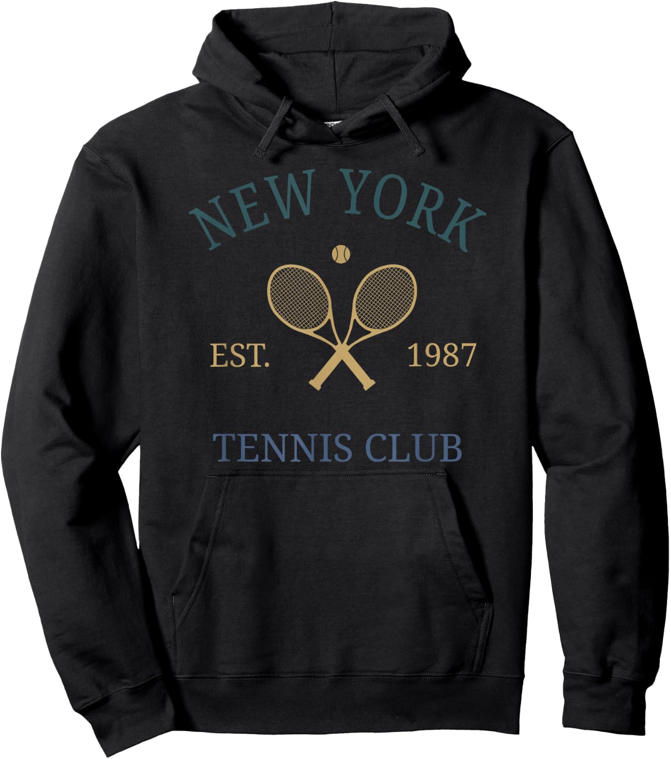 New York Athletics Tennis Club Racquet Prep NY 90s Vintage Hoodie - Hoodie | Black