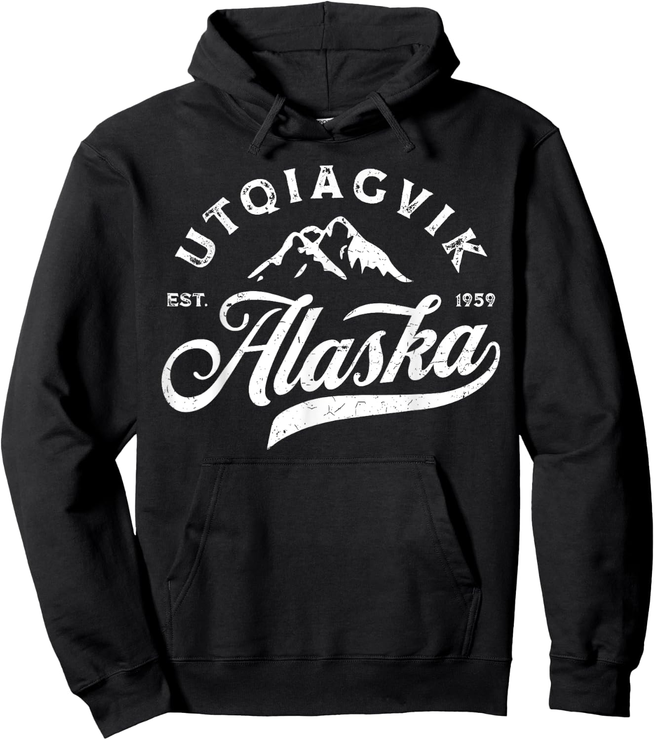 Vintage Utqiagvik Alaska AK Mountains Vacation Souvenir Hoodie - Hoodie | Black