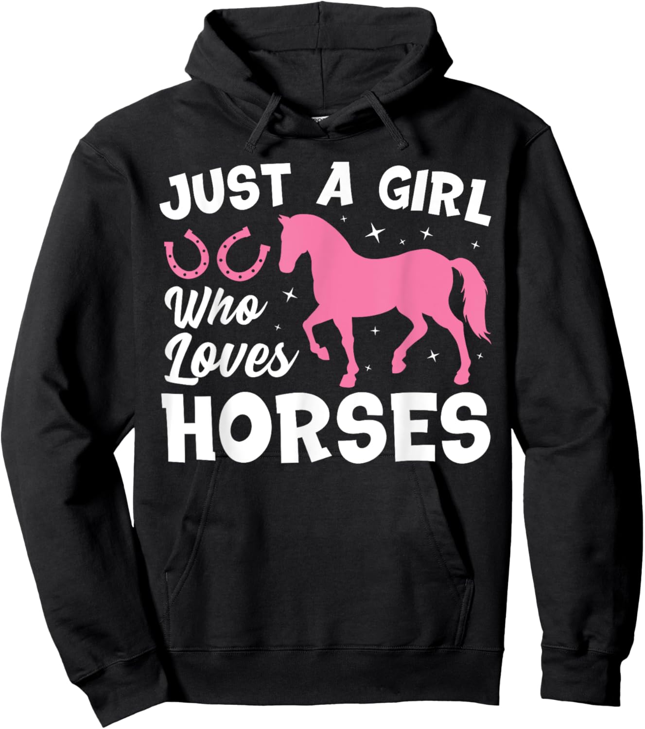 Cute Horse Design Girls Horse Riding Equestrian Hoodie - Hoodie | Black