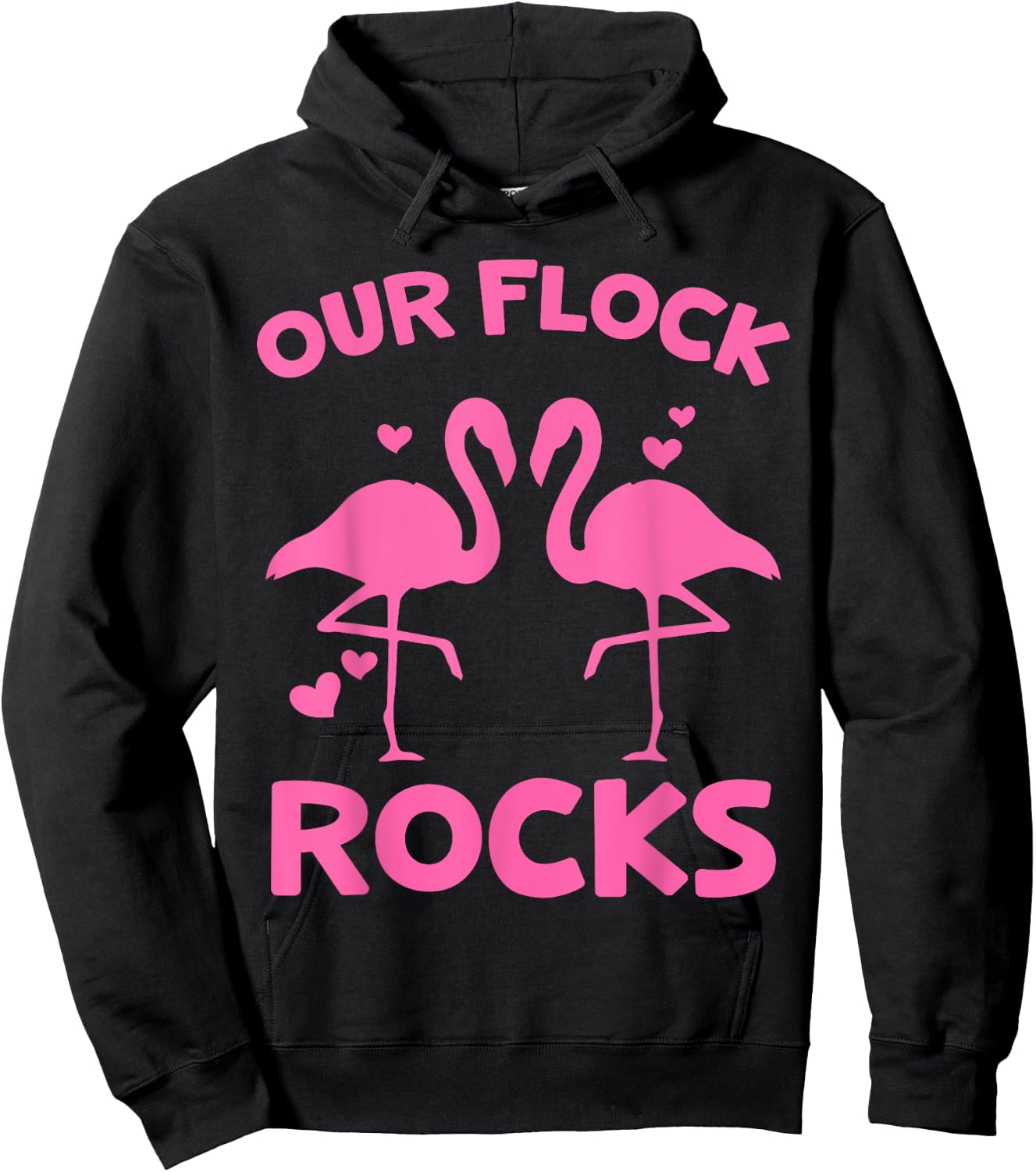 Our Flock Rocks Flamingo Matching Family Vacation Group Hoodie - Hoodie | Black