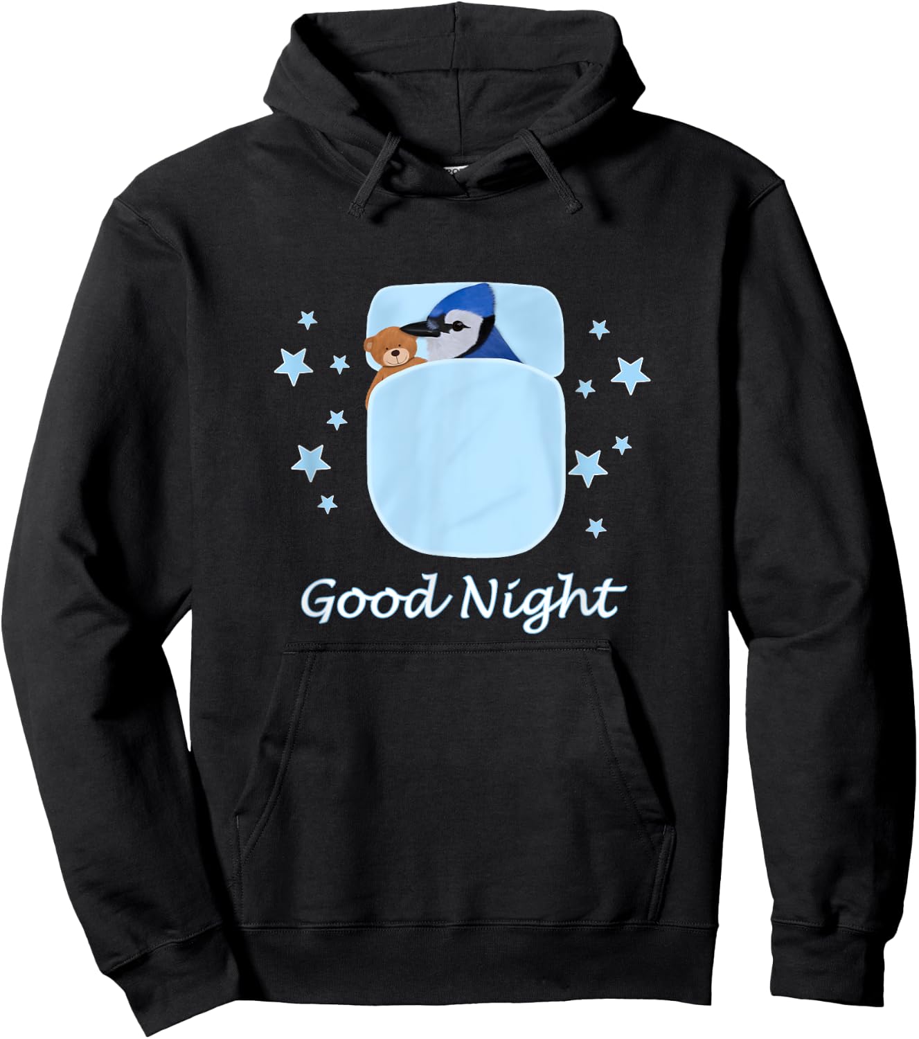 Blue Jay Teddy Bear Good Night Pyjamas Bird Biologist Hoodie - Hoodie | Black