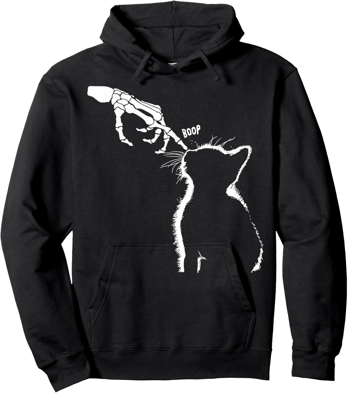 Cat Halloween Costume Funny Skeleton Hand Boop Cat Nose Pet Men Women Kids Hoodie - Hoodie | Black