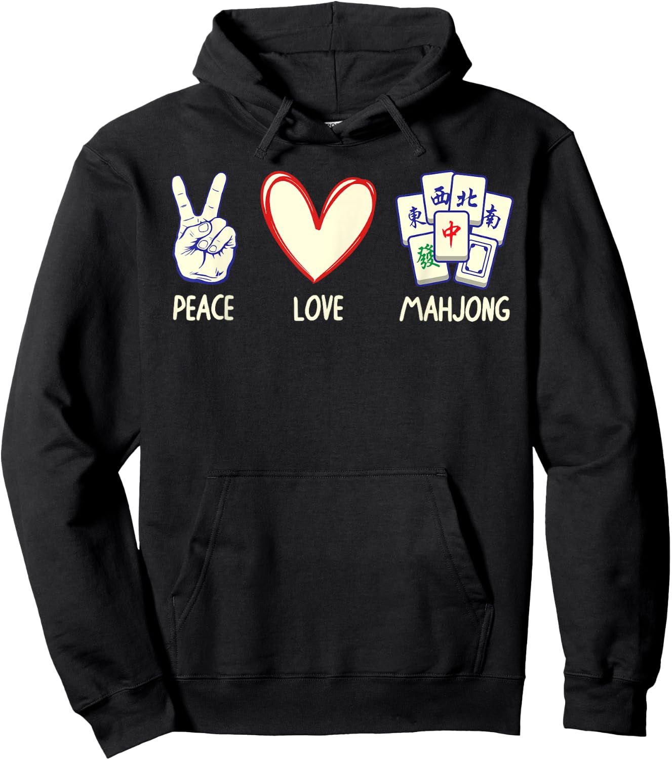 Funny Mahjong Art Women Chinese Mah Jongg Game Lover Small Hoodie - Hoodie | Black