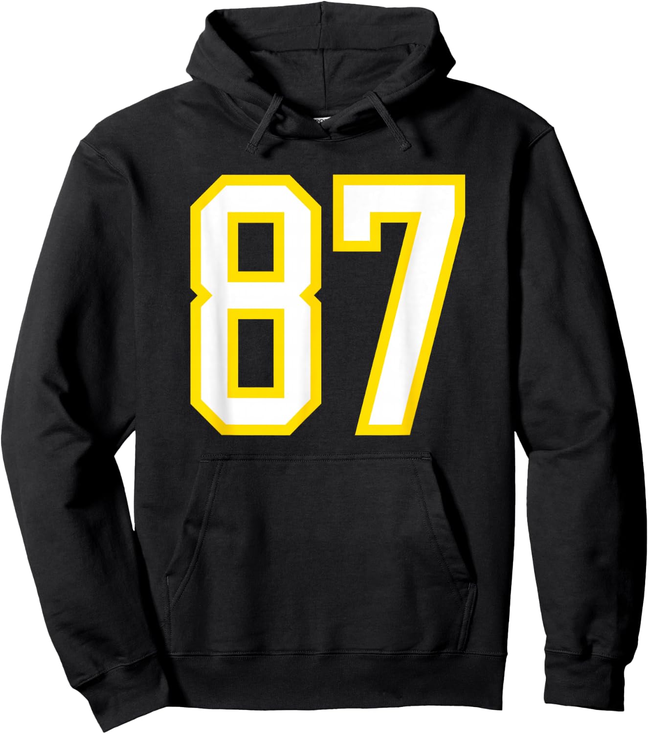Yellow White Sports Team Number 87 Hoodie - Hoodie | Black