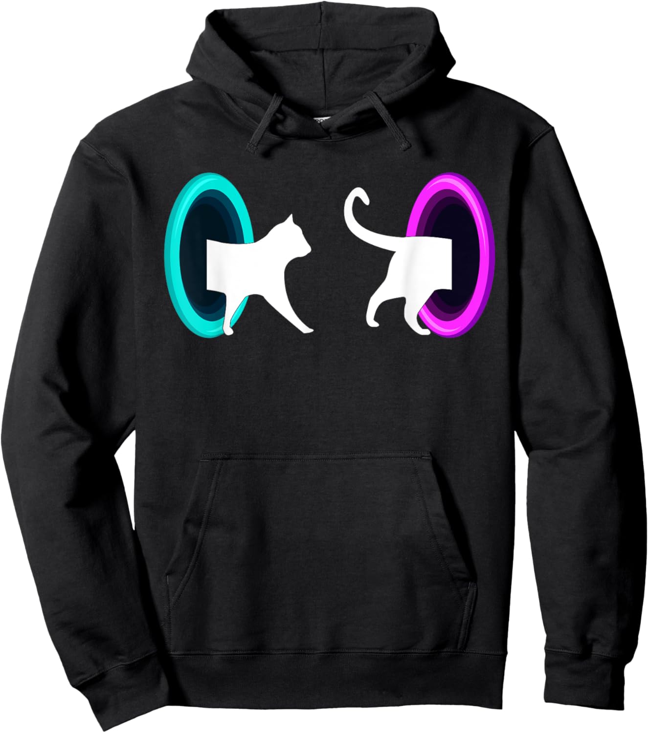 Cat Portal - Cat Time Travel, Science Cat, Physics Cat Hoodie - Hoodie | Black