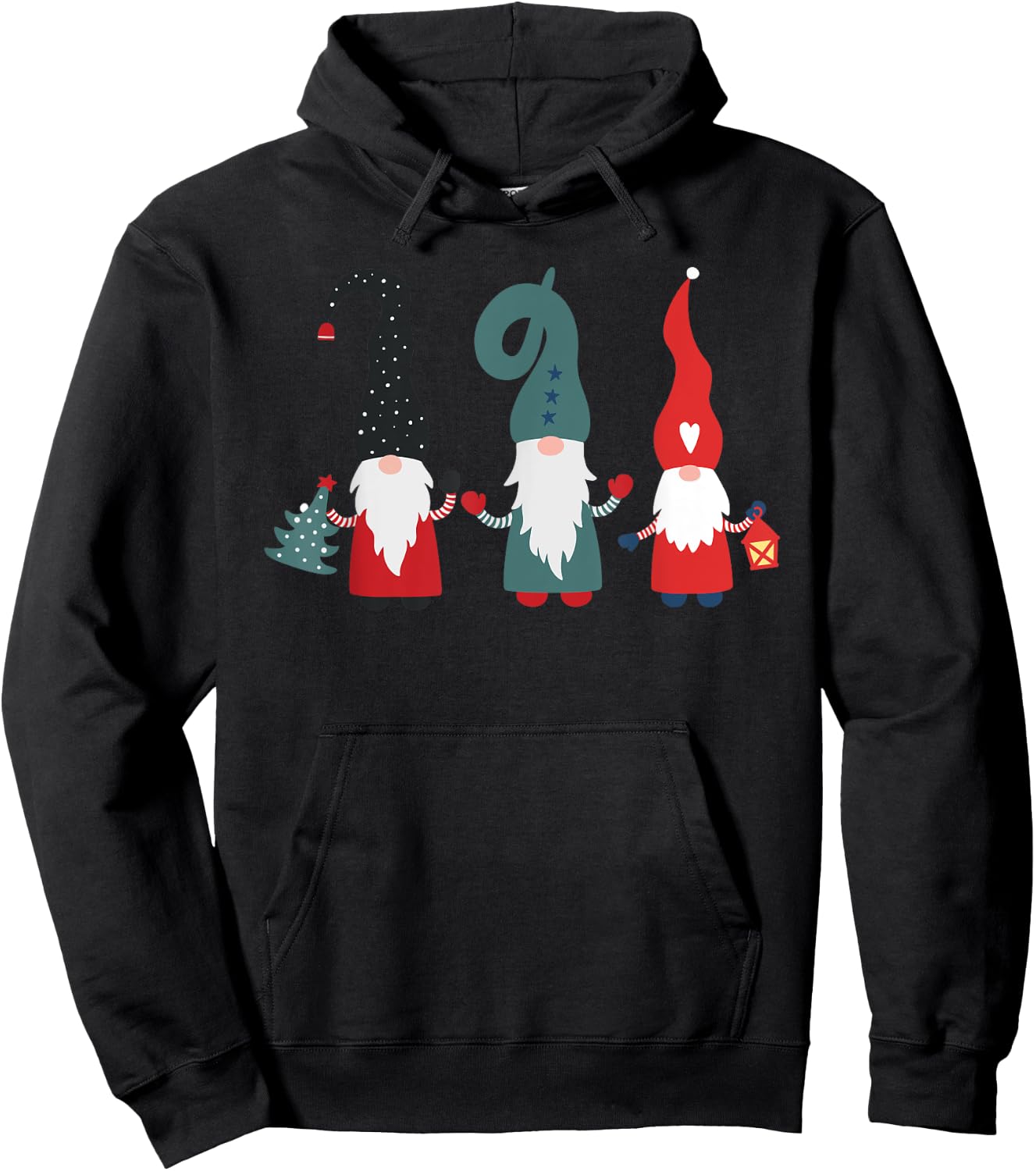 Nordic Christmas Gnomes, Hygge Holiday, Cute Gnomes, Gnome Hoodie - Hoodie | Black
