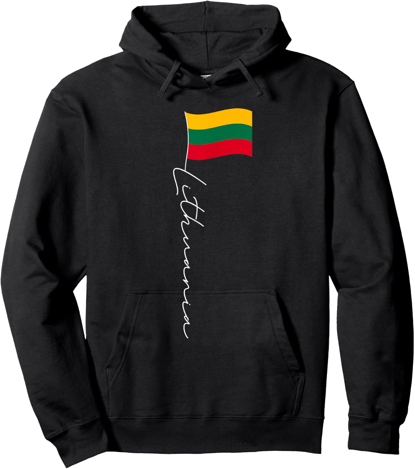 Lithuania Signature Flag Pole White - Lithuanian Flag Hoodie - Hoodie | Black