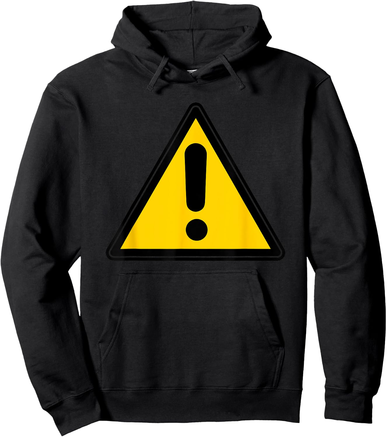 Yellow Caution Warning Exclamation Street Sign Triangle Hoodie - Hoodie | Black