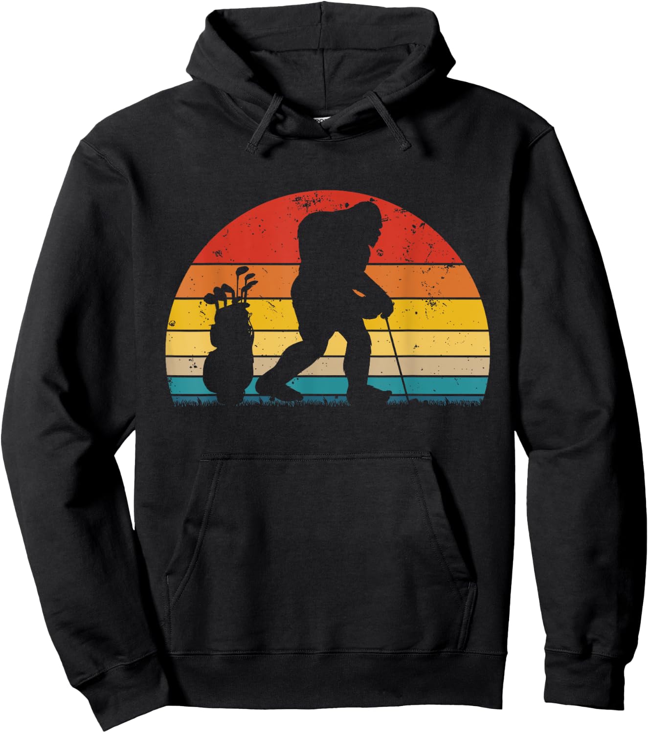Retro Bigfoot Golf funny Bigfoot Golfing Hoodie - Hoodie | Black