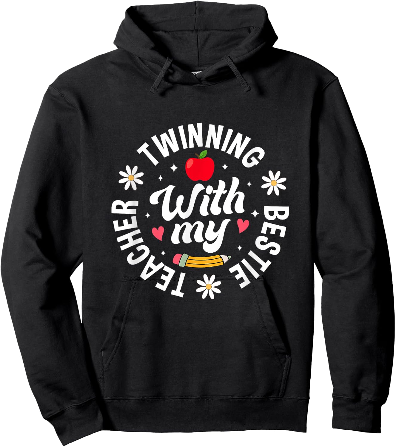 Twin Day Design Teacher Twinning with My Bestie Matching Women Hoodie - Hoodie | Black