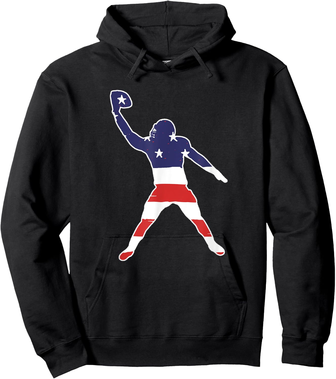 One Hand Catch Football Wide Receiver Flag Hoodie - Hoodie | Black